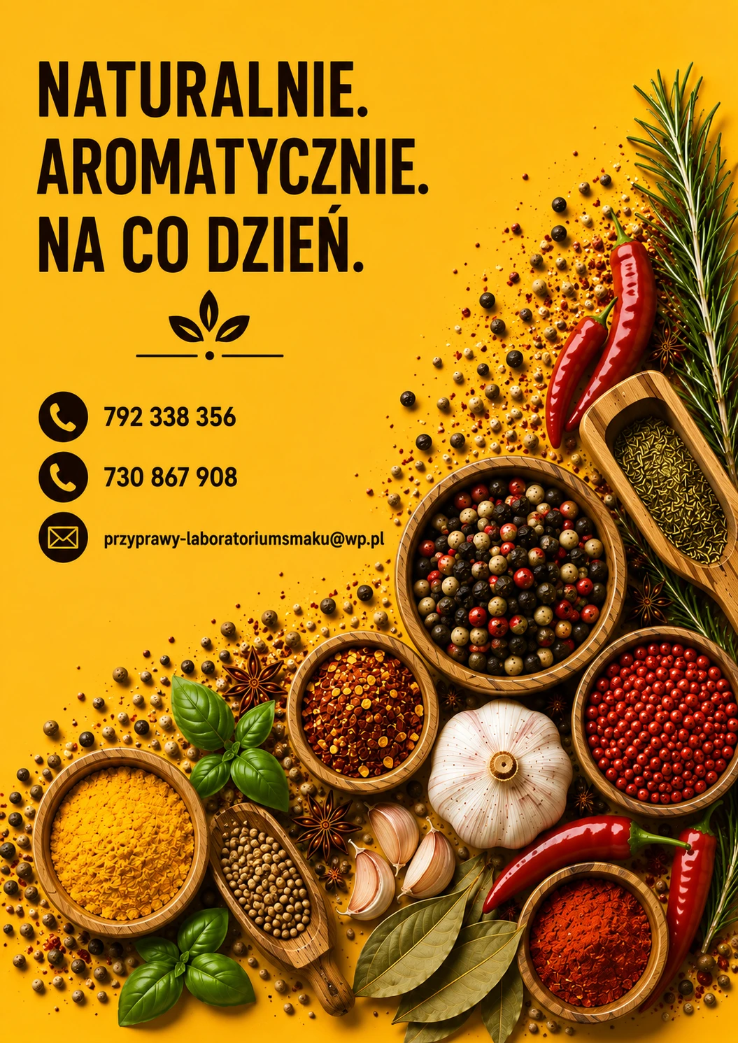 Projekt grafiki witryny: Naturalnie. Aromatycznie. Na co dzień.